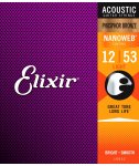 Elixir 16052 NanoWeb Phosphor Bronze Light 12-53 struny akustyczne